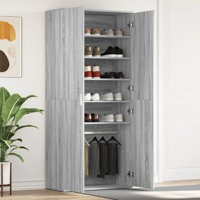 vidaXL Cabide de Sapatos Cinza Sonoma 80x39x180 cm Madeira Engenharia