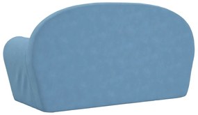 Sofá-cama infantil de 2 lugares pelúcia macia azul