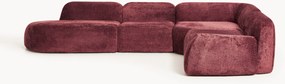 Sofá de canto modular XL em teddy-bouclé com chaise longue Wolke (4 lugares)