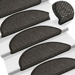 Tapetes escada adesivos aspeto sisal 15 pcs 56x17x3cm antracite