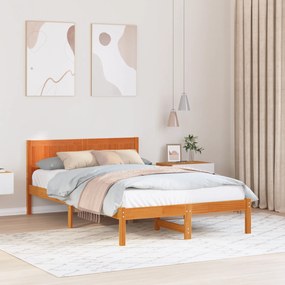 vidaXL Estrutura de Cama Castanho Encerado Castanho Encerado