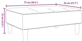 Apoio de pés 77x55x31 cm veludo cinzento-claro