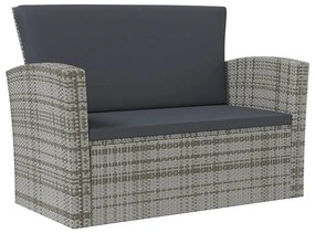 8 pcs conjunto lounge de jardim c/ almofadões vime PE cinzento