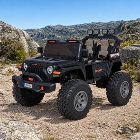 Carro elétrico para Crianças 2 Lugares Extreme Sport 4x4 24V Pneus Espuma EVA, assento couro ecológico Preto