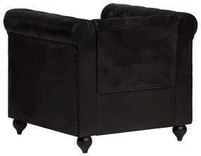 Poltrona chesterfield couro genuíno preto