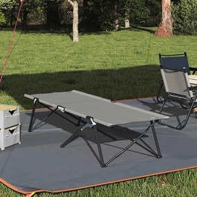 vidaXL Cama de Sol Dobrável com Bolsa Cinza Tecido Oxford 600D