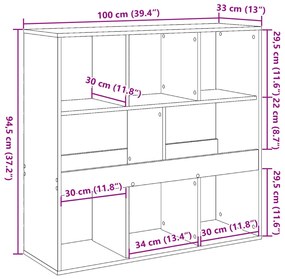 divisória 100x33x94,5 cm derivados de madeira cinzento sonoma