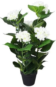 Planta hortênsia artificial com vaso 60 cm branco