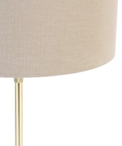 Candeeiro de mesa dourado regulável com abajur castanho claro 35 cm - Parte Design
