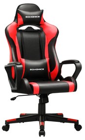 Cadeira Gaming ergonómica Estrutura de aço, regulável em altura, função de balanço preto-vermelho