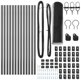 Conjunto de Cercas Conjunto de 2 Cinza Metal, Plástico 25 x 0,5 m