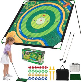 Conjunto de Golfe Infantil, 181 x 255 x 125 cm, Ângulo Ajustável em 7 Posições, Verde