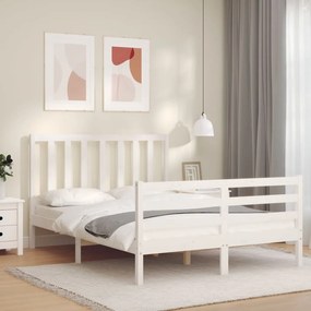Cama sem colchão 140x200 cm madeira de pinho maciça branco