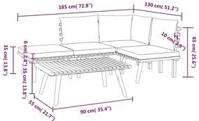 5 pcs conjunto lounge de jardim c/ almofadões acácia maciça