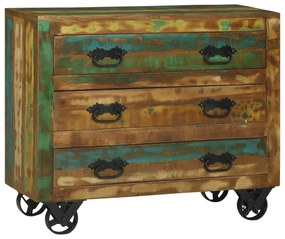 vidaXL Aparador com 3 Gavetas 80x30x65 cm Madeira Sólida Recuperada