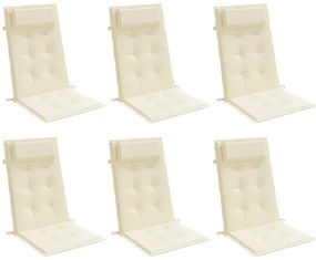 Almofadões p/ cadeira encosto alto 6pcs tecido oxford cor creme