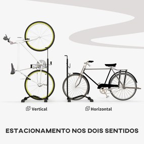 Estacionamento de Bicicletas Vertical e Horizontal com Ganchos Ajustáveis para Bicicletas de 6 a 28 Polegadas e 700 C