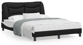 vidaXL Estrutura cama c/ cabeceira couro artif. 140x190cm preto/branco