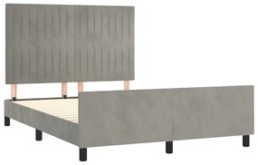 Estrutura de cama c/ cabeceira 140x190 cm veludo cinzento-claro