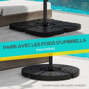 Base para guarda-sol com suporte cruzado em metal para mastros com Ø 38 e 48 mm, dim. 100 x 100 x 75 cm, preta