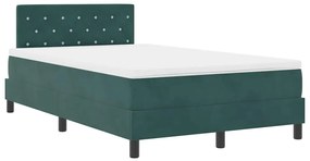 Cama Box Spring vidaXL com Colchão e LED Verde Escuro 120x200 cm Velud