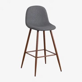 Pacote De 2 Bancos Altos Glamm Gris Antracita & ↑75 Cm & Madeira Escura - Sklum