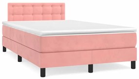 Cama box spring c/ colchão luzes e LED 120x190 cm veludo rosa