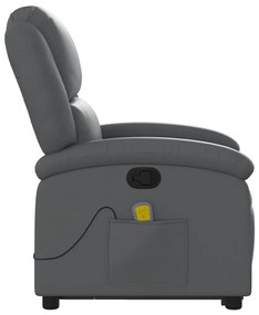 Poltrona massagens reclinável elevatória couro artif. cinzento