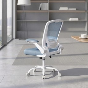 Cadeira de escritório ergonómica giratória com função de balanço em malha azul