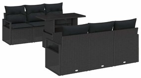 Conjunto de Sofá de Jardim vidaXL 7 Peças com Almofadas Ratan Poliéste