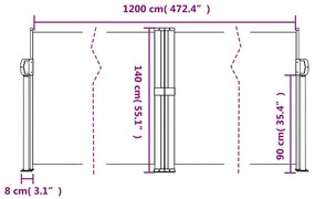 Toldo lateral retrátil 140x1200 cm bege