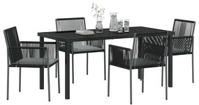 Conjunto de jantar de jardim com 5 peças e almofadas em rattan sintéti