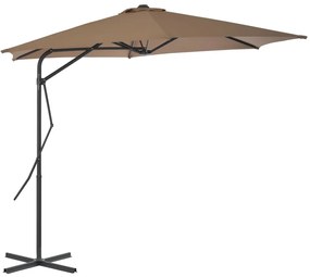 vidaXL Guarda-sol exterior c/ poste de aço 300 cm cinzento-acastanhado
