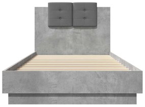 Estrutura de cama c/ cabeceira derivados madeira cinza-cimento