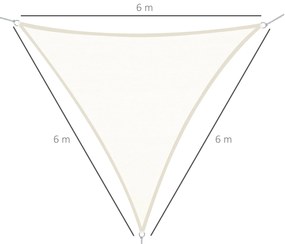 Vela de Sombra Triangular 6x6x6 m Toldo Vela de Poliéster com Proteção