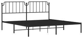 Estrutura de cama com cabeceira 200x200 cm metal preto