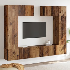 vidaXL Conjunto de 6 Peças do Cabinete de TV Madeira Velha Madeira envidraçada