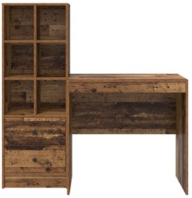 Mesa vidaXL com Armazenamento Madeira Antiga Madeira Projetada, Mesa v