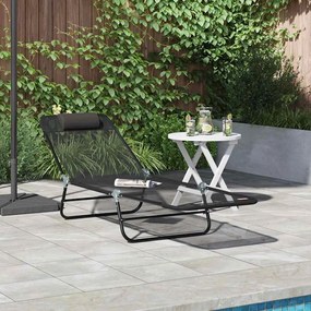 vidaXL Espreguiçadeira dobrável Preto 182 x 55 x 85.5cm Textilene