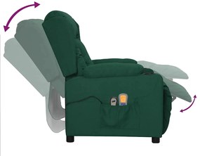 Poltrona de massagens elétrica tecido verde-escuro