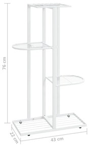 Suporte de vasos c/ 4 prateleiras 43x22x76 cm metal branco