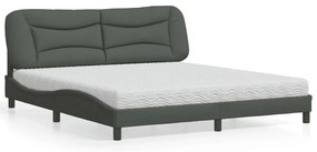 Cama com colchão 180x200 cm tecido cinzento-escuro