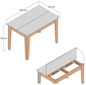 Mesa de Cozinha Kiev – Nogueira/Branco – 110x75x72 cm