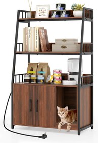 Móvel ocultos para gatos com estação de carregamento integrada tapete arranhador e casa de banho para animais de estimação 80 x 40 x 132 cm castanho