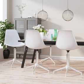 vidaXL Cadeiras de jantar giratórias 4 pcs PP branco