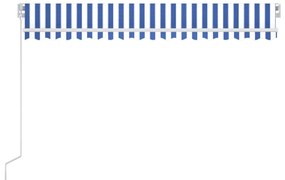 Toldo retrátil manual com LED 400x350 cm azul e branco