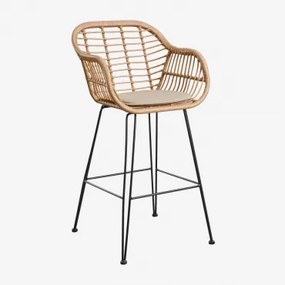 Banqueta Alta Em Rattan Sintético Zole ↑75 Cm & Castanho Areia - Sklum