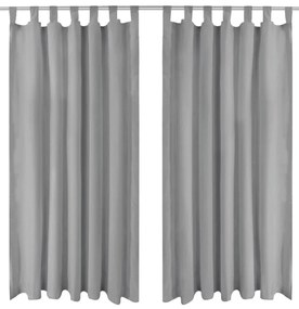 Cortinas de cetim com presilhas 2 pcs 140x245 cm cinzento