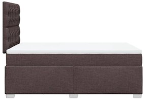 Cama boxspring com colchão 120x190 cm tecido castanho-escuro