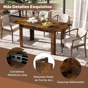 Mesa de jantar extensível 120 - 158 cm x 70 x 76 cm moderna com superfície ajustável Café